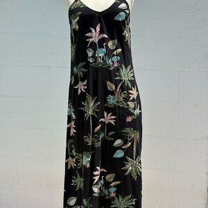 Old Navy Black and Green Leaf Print Dress